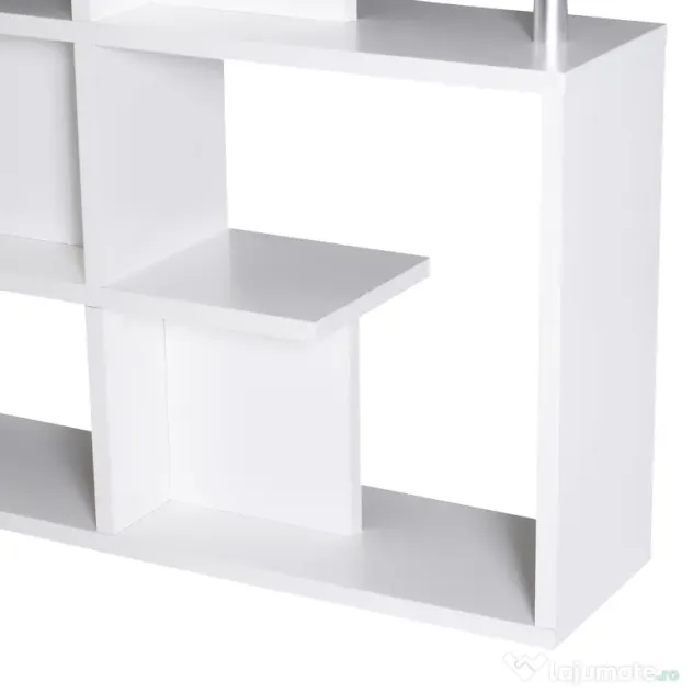 Homcom raft cărți, 5 Niveluri in Lemn, cu două curele anti-basculare în spate, 120x28.6x160cm, Alb | Aosom Romania