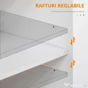 Carucior de bucatarie cu sertar și dulap, 4 roti din care 2 cu frana, lemn, 109x40x89cm, alb HOMCOM | Aosom Romania 