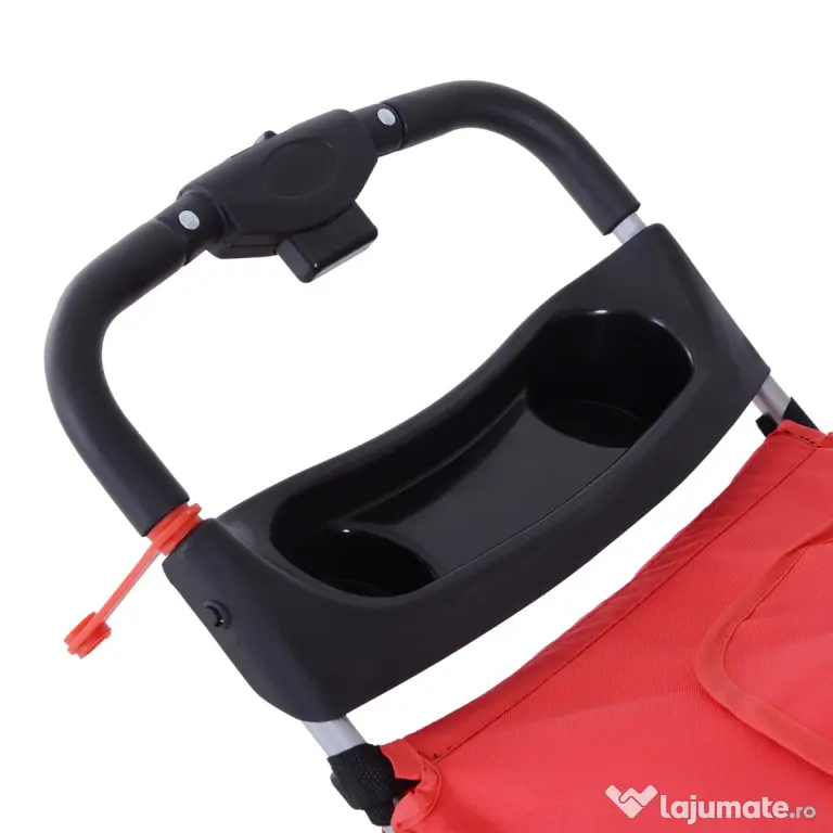 PawHut Cărucior Pliabil pentru Animale de Companie, Design Ergonomic, Roșu, 75x46x94cm | Aosom Romania