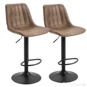 HOMCOM Set de 2 Scaune de Bar Căptușite, Rotative cu Suport pentru Picioare, 43x46,5x91-103 cm, Maro | Aosom Romania 