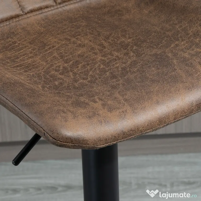 HOMCOM Set de 2 Scaune de Bar Căptușite, Rotative cu Suport pentru Picioare, 43x46,5x91-103 cm, Maro | Aosom Romania