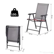Set de 2 Scaune Pliabile Outsunny pentru Exterior,Otel si Textilen, Gri si Negru | Aosom Romania