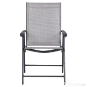 Set de 2 Scaune Pliabile Outsunny pentru Exterior,Otel si Textilen, Gri si Negru | Aosom Romania