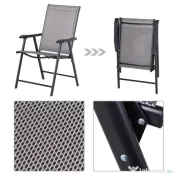 Set de 2 Scaune Pliabile Outsunny pentru Exterior,Otel si Textilen, Gri si Negru | Aosom Romania