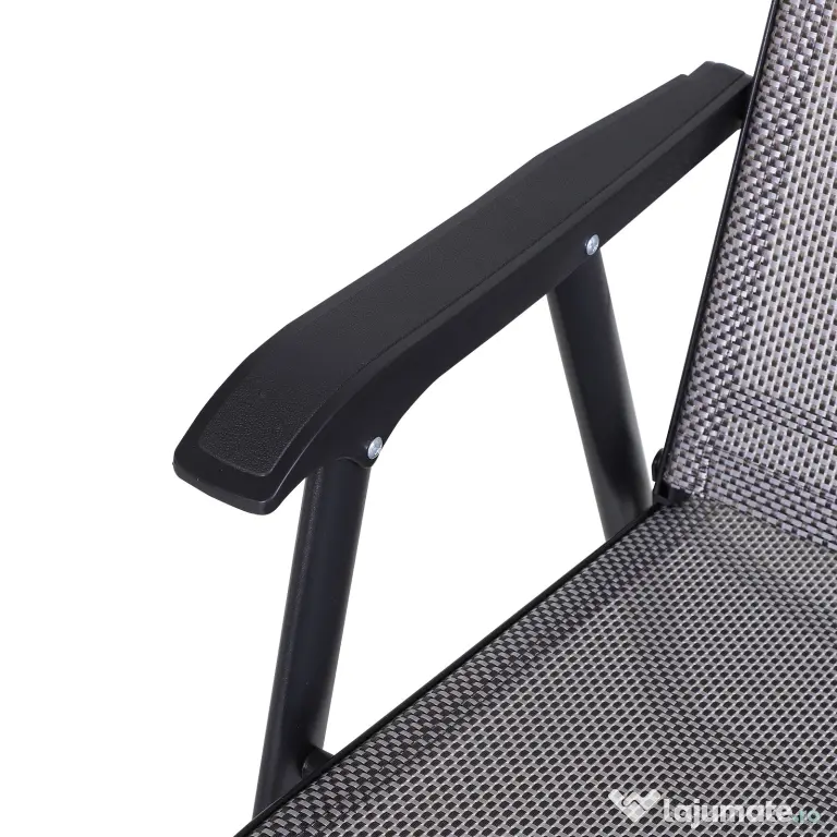 Set de 2 Scaune Pliabile Outsunny pentru Exterior,Otel si Textilen, Gri si Negru | Aosom Romania
