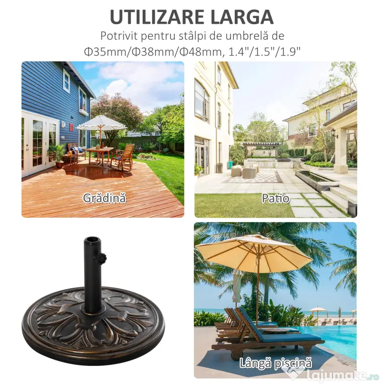 Baza pentru Umbrela de Soare Outsunny pentru Stalp de 35mm/38mm/48mm, 13KG | Aosom Romania