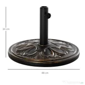 Outsunny Baza pentru Umbrela de Soare pentru Stalp de 35mm/38mm/48mm Greutate 13KG de Gradina
