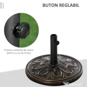 Outsunny Baza pentru Umbrela de Soare pentru Stalp de 35mm/38mm/48mm Greutate 13KG de Gradina