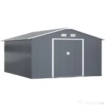Outsunny magazie unelte, sopron din otel galvanizat, casuta de gradina pentru unelte de gradina 3.4x3.86x2m | AOSOM RO