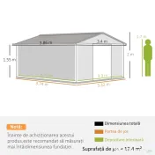 Outsunny magazie unelte, sopron din otel galvanizat, casuta de gradina pentru unelte de gradina 3.4x3.86x2m | AOSOM RO 