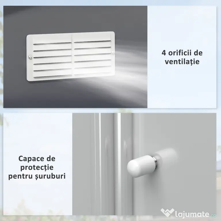 Outsunny magazie unelte, sopron din otel galvanizat, casuta de gradina pentru unelte de gradina 3.4x3.86x2m | AOSOM RO
