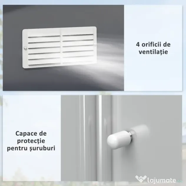Outsunny magazie unelte, sopron din otel galvanizat, casuta de gradina pentru unelte de gradina 3.4x3.86x2m | AOSOM RO