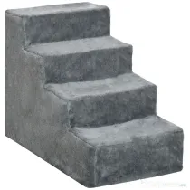 PawHut Scăriță pentru Câini Portabilă cu 4 Trepte, Scară pentru Animale Domestice, 60x35x44 cm, Gri Deschis | Aosom Romania