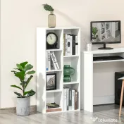 HOMCOM Bibliotecă din Lem Stil Vintage Cubica cu 7 Suporturi Diferite din MDF pentru Casă și Birou, 50x24x106 cm, Alb | Aosom Romania