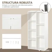 HOMCOM Bibliotecă din Lem Stil Vintage Cubica cu 7 Suporturi Diferite din MDF pentru Casă și Birou, 50x24x106 cm, Alb | Aosom Romania