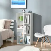 HOMCOM Bibliotecă din Lem Stil Vintage Cubica cu 7 Suporturi Diferite din MDF pentru Casă și Birou, 50x24x106 cm, Alb | Aosom Romania