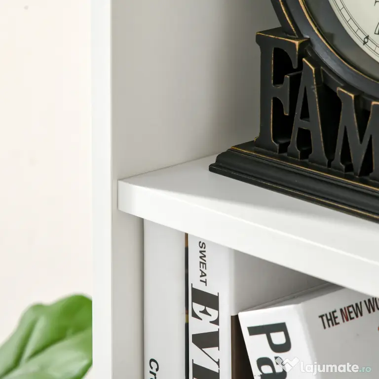 HOMCOM Bibliotecă din Lem Stil Vintage Cubica cu 7 Suporturi Diferite din MDF pentru Casă și Birou, 50x24x106 cm, Alb | Aosom Romania