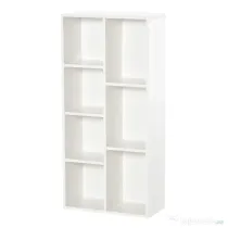 HOMCOM Bibliotecă din Lem Stil Vintage Cubica cu 7 Suporturi Diferite din MDF pentru Casă și Birou, 50x24x106 cm, Alb