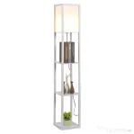 HOMCOM Lampa de Podea cu 3 Polite Integrate Cuplare E27 Putere 40W Alb