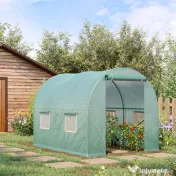 Outsunny sera de gradina din PE, pentru plante, legume, fructe, protectia plantelor 245x200x198cm, verde | Aosom Romania