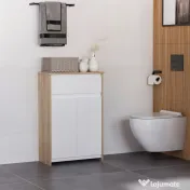 Kleankin Mobilier de Baie Multifuncțional, Combinație Dulap și Sertar, Design Modern în Nuanțe de Lemn și Alb, 60x30x90 cm | Aosom Romania