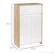 Kleankin Mobilier de Baie Multifuncțional, Combinație Dulap și Sertar, Design Modern în Nuanțe de Lemn și Alb, 60x30x90 cm | Aosom Romania