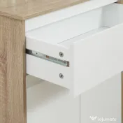 Kleankin Mobilier de Baie Multifuncțional, Combinație Dulap și Sertar, Design Modern în Nuanțe de Lemn și Alb, 60x30x90 cm | Aosom Romania