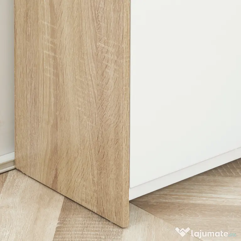 Kleankin Mobilier de Baie Multifuncțional, Combinație Dulap și Sertar, Design Modern în Nuanțe de Lemn și Alb, 60x30x90 cm | Aosom Romania