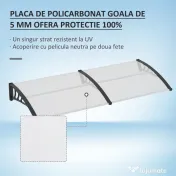 Outsunny Copertină Laterală de Exterior din Policarbonat și Aluminiu, 195x75x23 cm, Transparent | Aosom Romania
