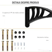 Outsunny Copertină Laterală de Exterior din Policarbonat și Aluminiu, 195x75x23 cm, Transparent | Aosom Romania