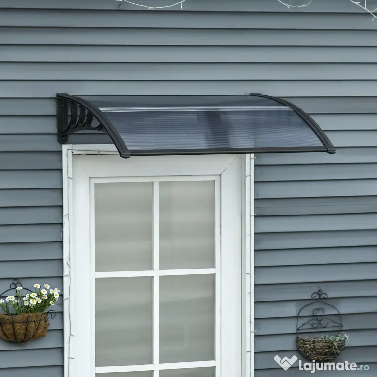 Outsunny copertina policarbonat anti-UV, 100x80 cm, negru | Aosom Romania