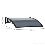 Outsunny copertina policarbonat anti-UV, 100x80 cm, negru  | Aosom Romania 