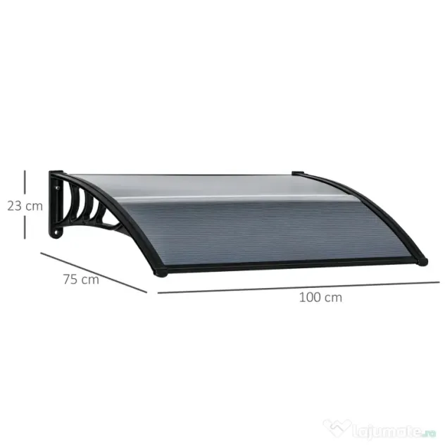 Outsunny copertina policarbonat anti-UV, 100x80 cm, negru | Aosom Romania