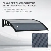 Outsunny copertina policarbonat anti-UV, 100x80 cm, negru  | Aosom Romania 