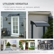 Outsunny copertina policarbonat anti-UV, 100x80 cm, negru  | Aosom Romania 