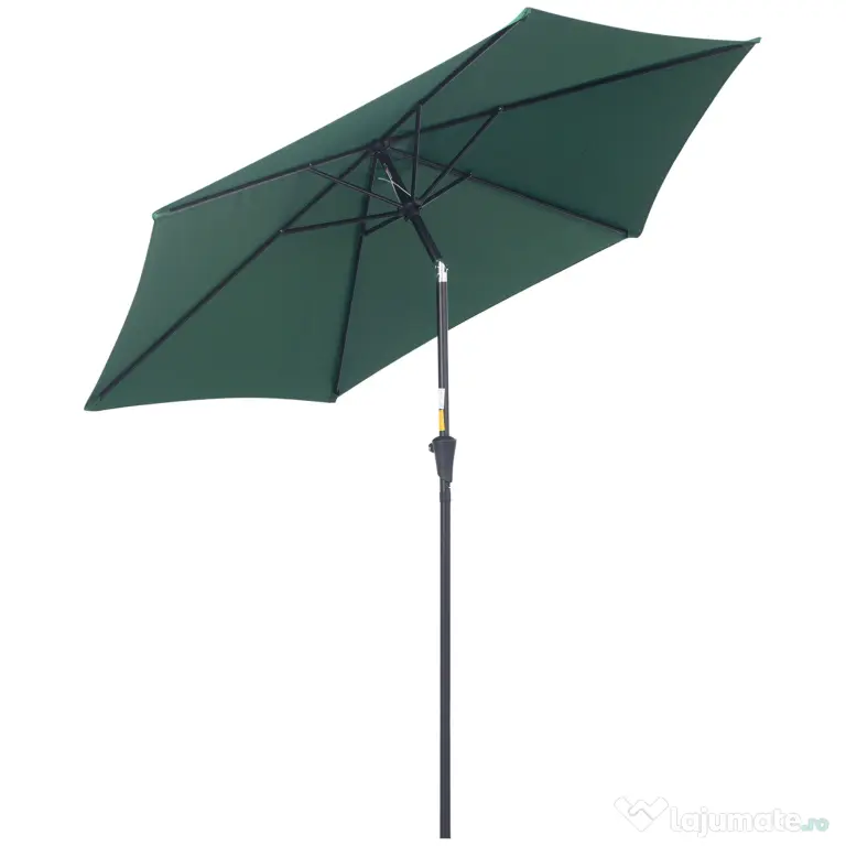 Outsunny Umbrelă Reclinabilă pentru Plajă și Grădină, Aluminiu și Poliester, Φ2.6×2.35m, Verde Închis | Aosom Romania