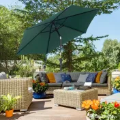 Outsunny Umbrelă Reclinabilă pentru Plajă și Grădină, Aluminiu și Poliester, Φ2.6×2.35m, Verde Închis | Aosom Romania 