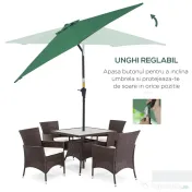 Outsunny Umbrelă Reclinabilă pentru Plajă și Grădină, Aluminiu și Poliester, Φ2.6×2.35m, Verde Închis | Aosom Romania 