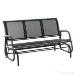 Outsunny Banca Leagan de Gradina cu 3 locuri, schelet Metalic si Tesatura transpiranta, Negru | Aosom Romania