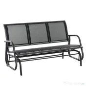 Outsunny Banca Leagan de Gradina cu 3 locuri, schelet Metalic si Tesatura transpiranta, Negru | Aosom Romania 