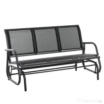 Outsunny Banca Leagan de Gradina cu 3 locuri, schelet Metalic si Tesatura transpiranta, Negru | Aosom Romania
