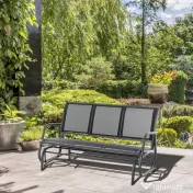 Outsunny Banca Leagan de Gradina cu 3 locuri, schelet Metalic si Tesatura transpiranta, Negru | Aosom Romania 