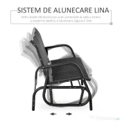 Outsunny Banca Leagan de Gradina cu 3 locuri, schelet Metalic si Tesatura transpiranta, Negru | Aosom Romania 