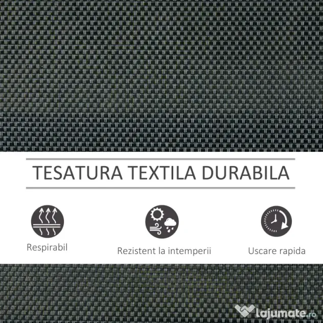Outsunny Banca Leagan de Gradina cu 3 locuri, schelet Metalic si Tesatura transpiranta, Negru | Aosom Romania