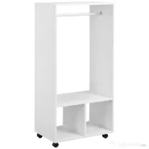 HOMCOM Suport Mobil pentru Haine cu Bară din Aluminiu și 2 Rafturi Deschise, Fabricat din PAL, 60x40x128 cm, Alb