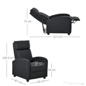 HOMCOM fotoliu recliner, 69x87x100,5cm, negru | AOSOM RO 