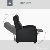 HOMCOM fotoliu recliner, 69x87x100,5cm, negru | AOSOM RO 