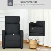 HOMCOM fotoliu recliner, 69x87x100,5cm, negru | AOSOM RO 
