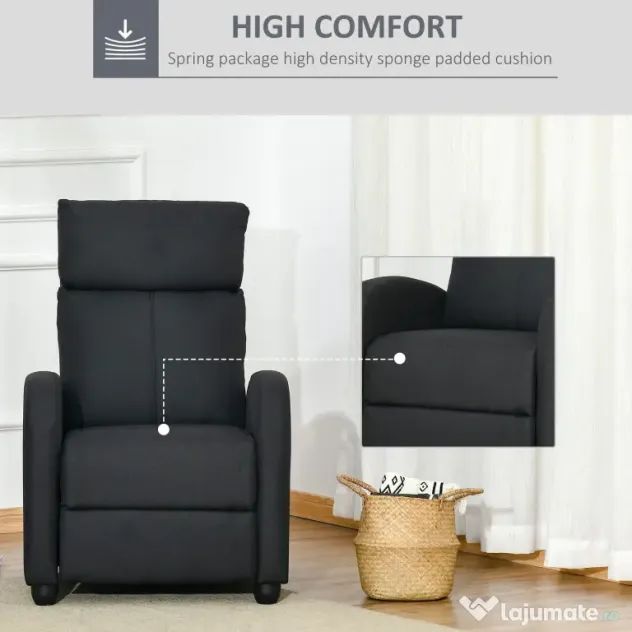 HOMCOM fotoliu recliner, 69x87x100,5cm, negru | AOSOM RO
