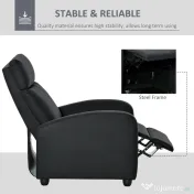 HOMCOM fotoliu recliner, 69x87x100,5cm, negru | AOSOM RO 